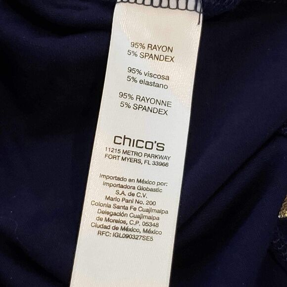 Chicos Shirt Ultimate Tee Womens Size 3 US XL Navy Blue Long Sleeve Polka Dot - Picture 5 of 10